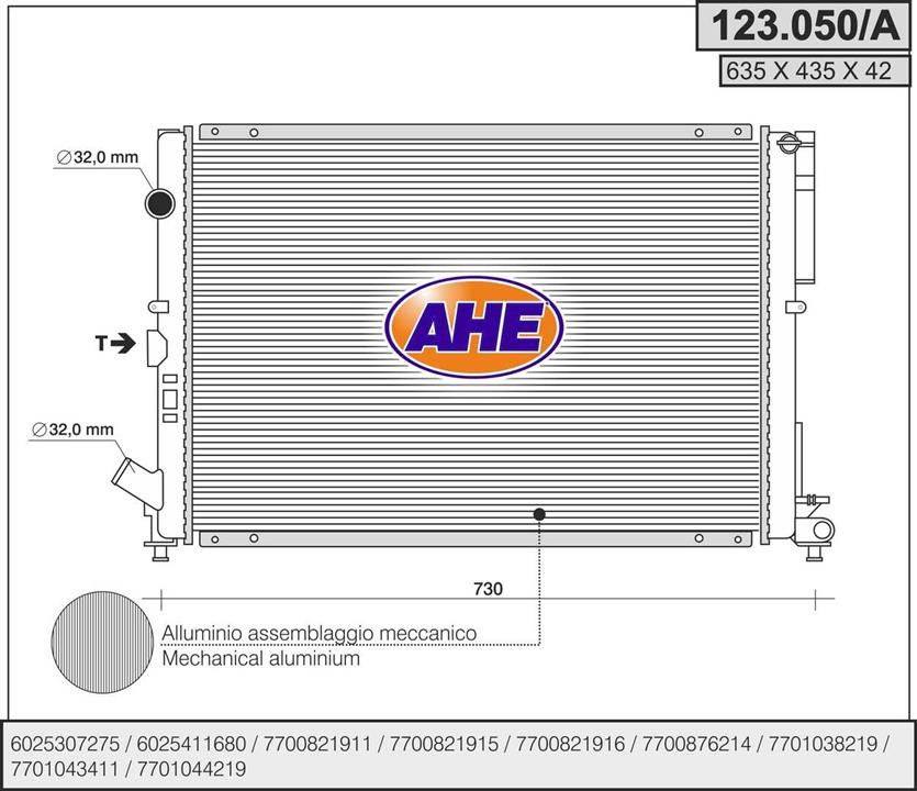 AHE 123.050/A Радиатор охлаждения двигателя 123050A: Отличная цена - Купить в Польше на 2407.PL!