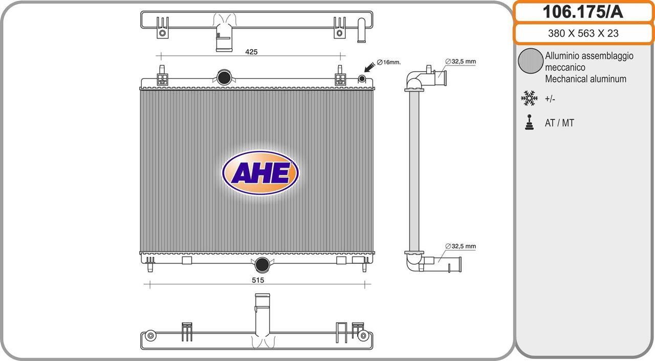 AHE 102.175/A Radiator, engine cooling 102175A: Buy near me at 2407.PL in Poland at an Affordable price!