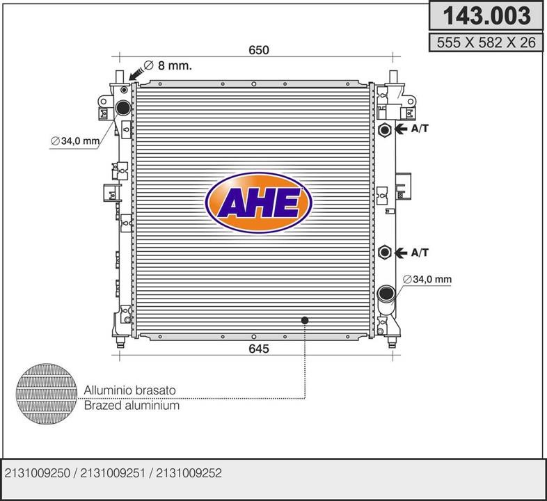AHE 143.003 Radiator, engine cooling 143003: Buy near me in Poland at 2407.PL - Good price!