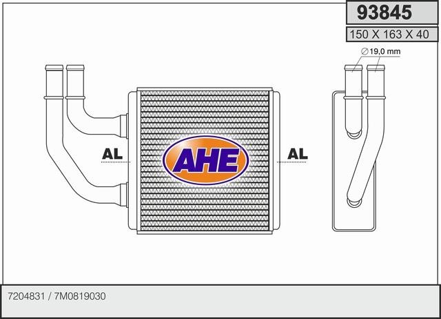 AHE 93845 Heat exchanger, interior heating 93845: Buy near me in Poland at 2407.PL - Good price!