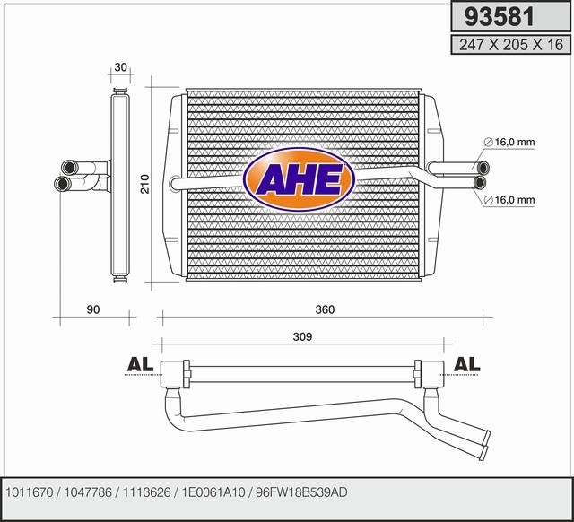 AHE 93581 Радиатор отопителя салона 93581: Отличная цена - Купить в Польше на 2407.PL!