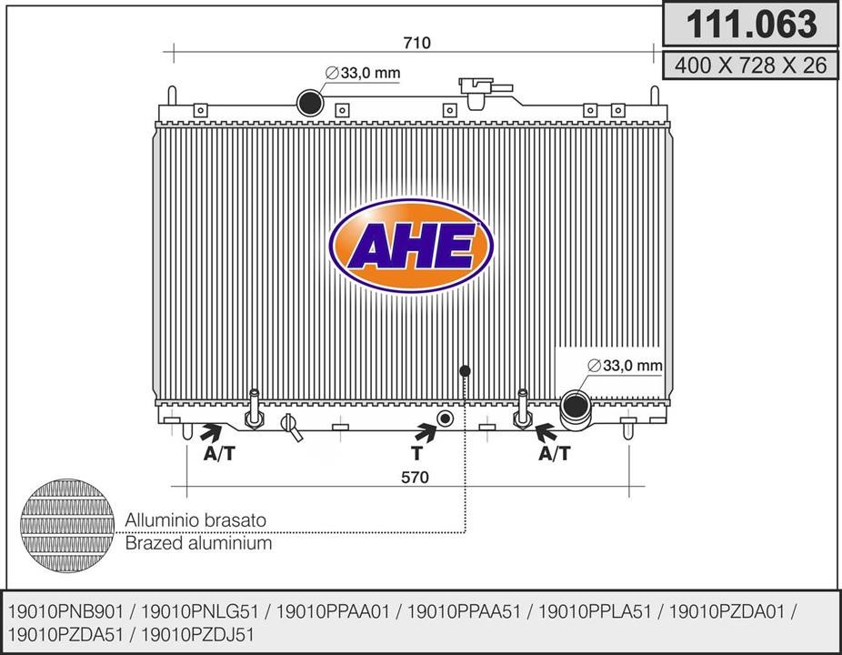 AHE 111.063 Radiator, engine cooling 111063: Buy near me in Poland at 2407.PL - Good price!