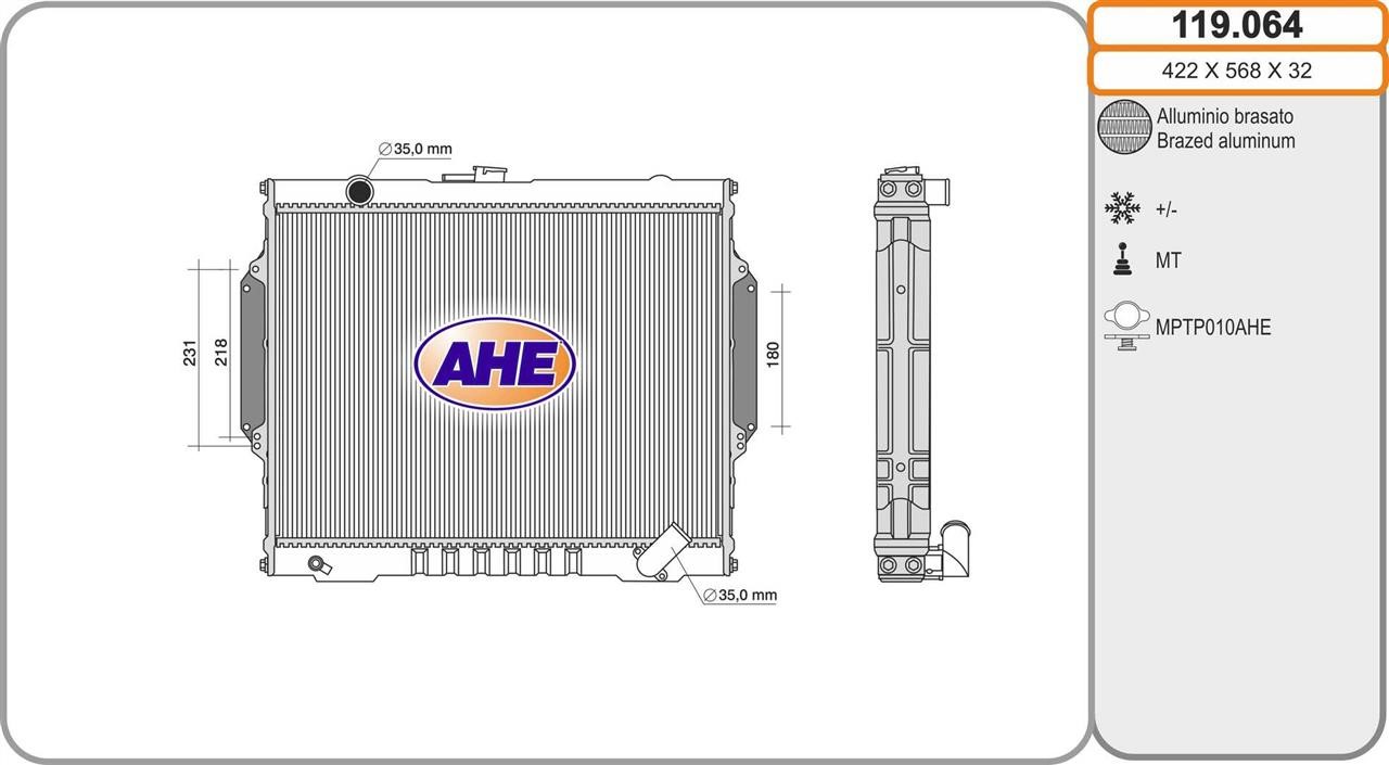 AHE 119.064 Radiator, engine cooling 119064: Buy near me in Poland at 2407.PL - Good price!