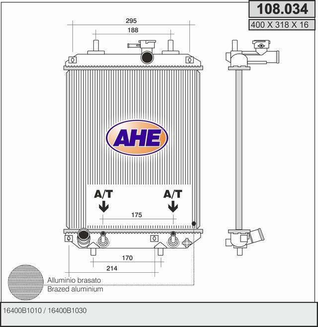 AHE 108.034 Radiator, engine cooling 108034: Buy near me in Poland at 2407.PL - Good price!