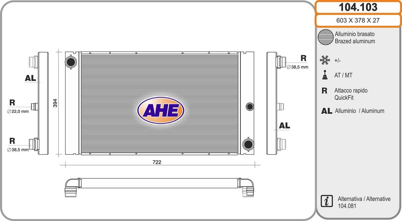 AHE 104.103 Radiator, engine cooling 104103: Buy near me in Poland at 2407.PL - Good price!