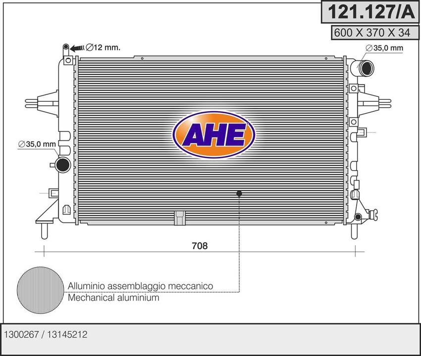 AHE 121.127/A Радиатор охлаждения двигателя 121127A: Отличная цена - Купить в Польше на 2407.PL!