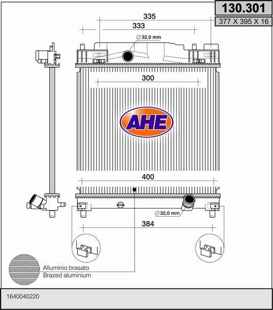 AHE 130.301 Radiator, engine cooling 130301: Buy near me in Poland at 2407.PL - Good price!