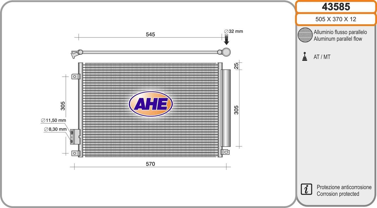 AHE 43585 Радиатор кондиционера (Конденсатор) 43585: Отличная цена - Купить в Польше на 2407.PL!