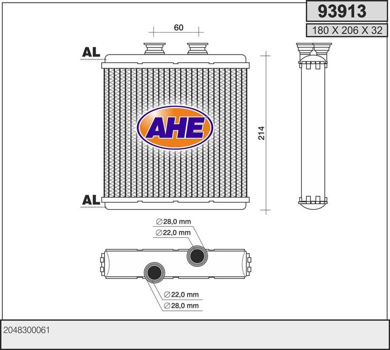 AHE 93913 Heat exchanger, interior heating 93913: Buy near me in Poland at 2407.PL - Good price!