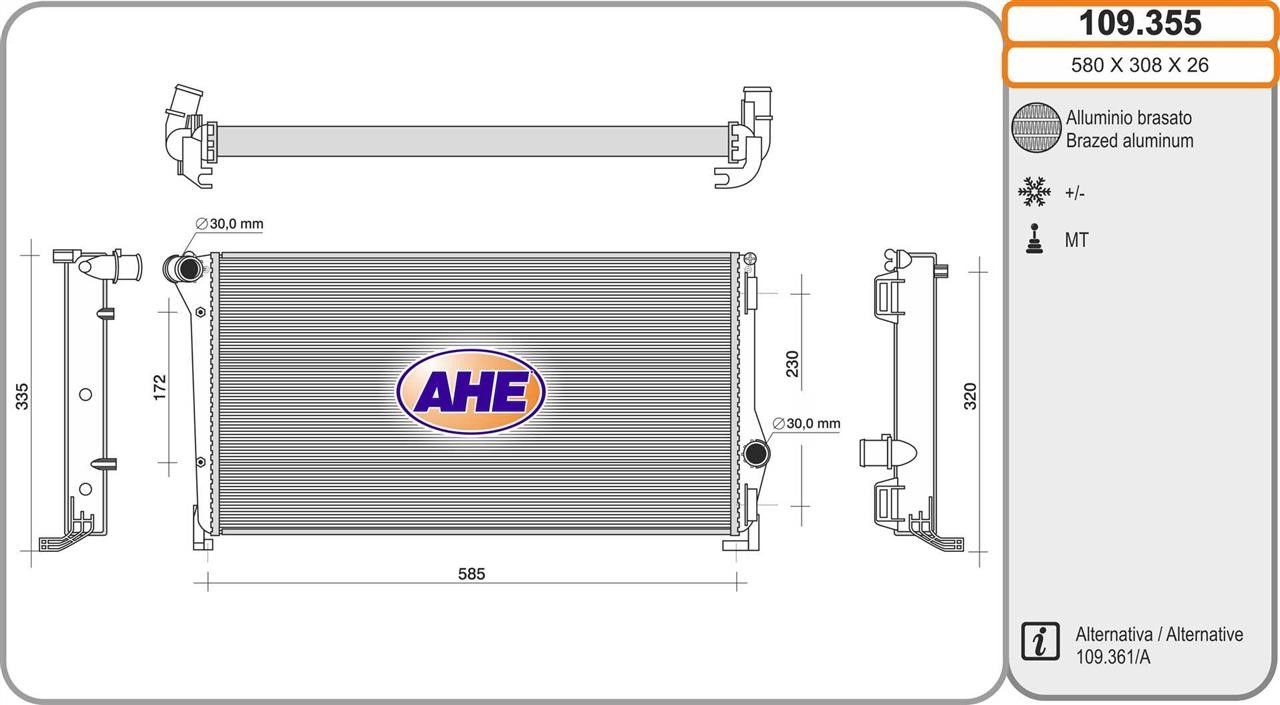 AHE 109.355 Kühler motorkühlung 109355: Kaufen Sie zu einem guten Preis in Polen bei 2407.PL!