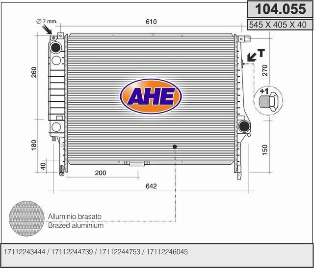 AHE 104.055 Radiator, engine cooling 104055: Buy near me in Poland at 2407.PL - Good price!