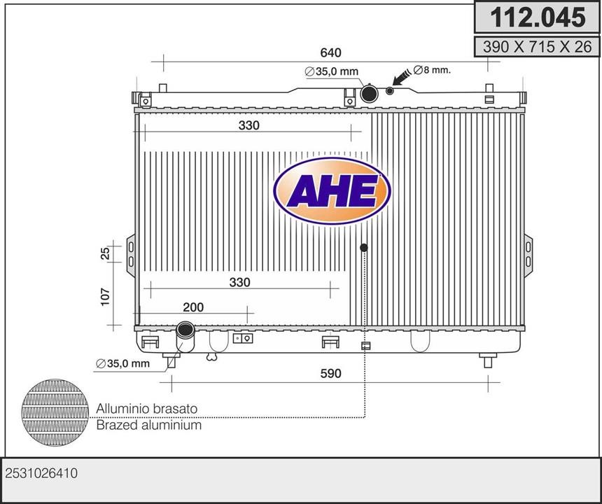 AHE 112.045 Radiator, engine cooling 112045: Buy near me in Poland at 2407.PL - Good price!