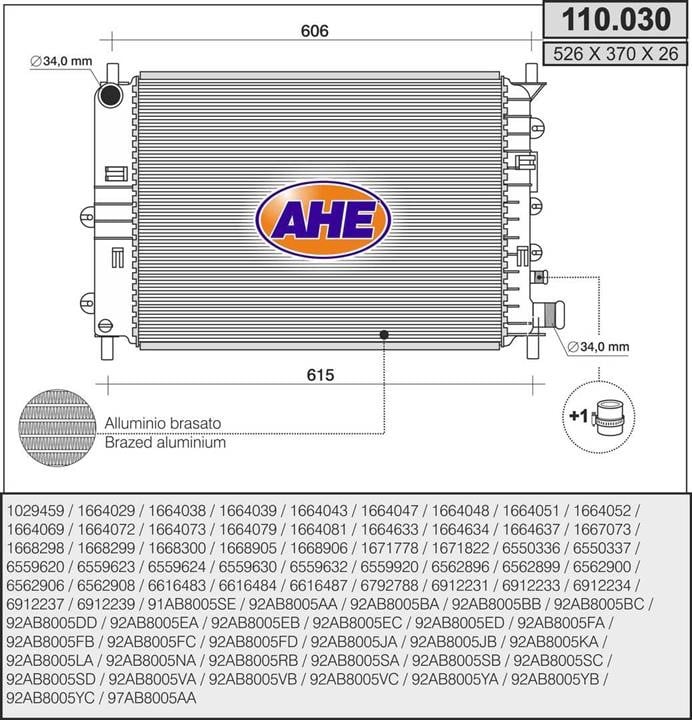 AHE 110.030 Radiator, engine cooling 110030: Buy near me in Poland at 2407.PL - Good price!