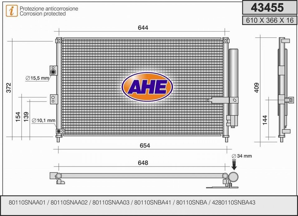 AHE 43455 Радиатор кондиционера (Конденсатор) 43455: Отличная цена - Купить в Польше на 2407.PL!