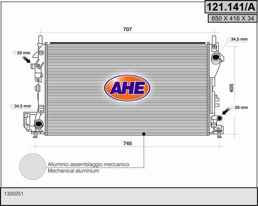 AHE 121.141/A Радіатор охолодження двигуна 121141A: Приваблива ціна - Купити у Польщі на 2407.PL!