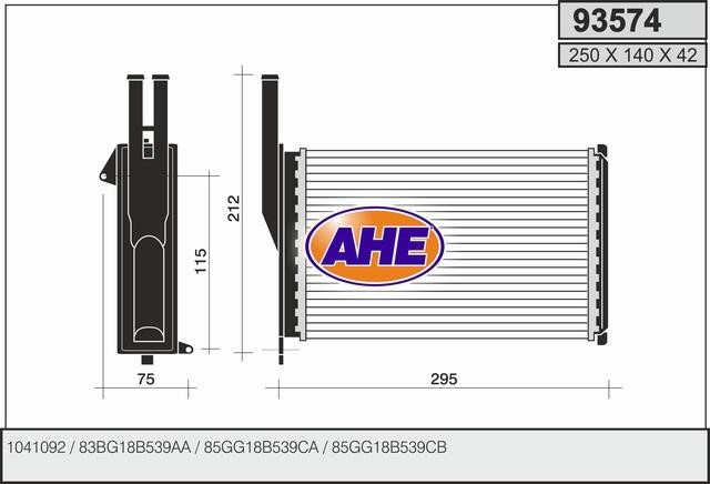 AHE 93574 Heat exchanger, interior heating 93574: Buy near me in Poland at 2407.PL - Good price!