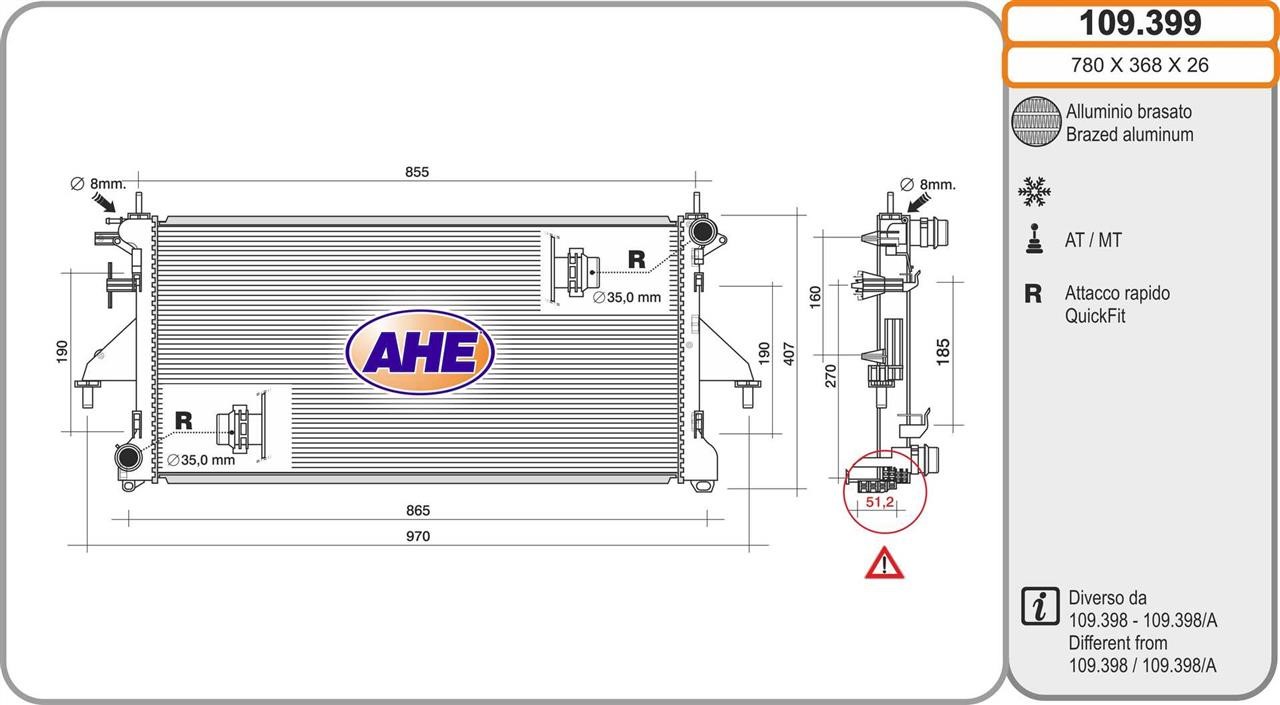 AHE 109.399 Радиатор охлаждения двигателя 109399: Отличная цена - Купить в Польше на 2407.PL!