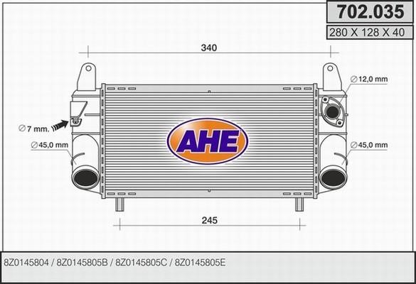 AHE 702.035 Intercooler, charger 702035: Buy near me in Poland at 2407.PL - Good price!