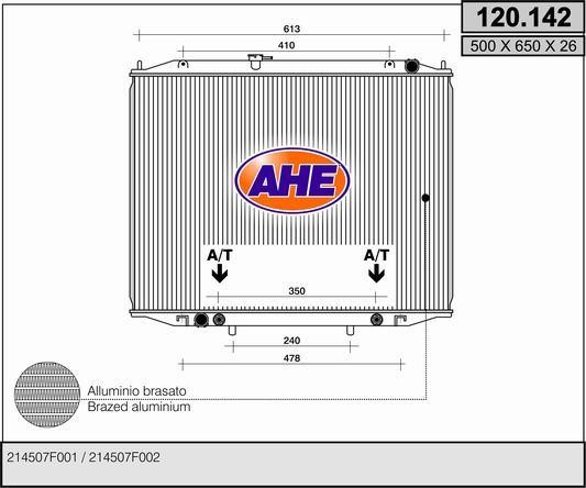 AHE 120.142 Radiator, engine cooling 120142: Buy near me in Poland at 2407.PL - Good price!