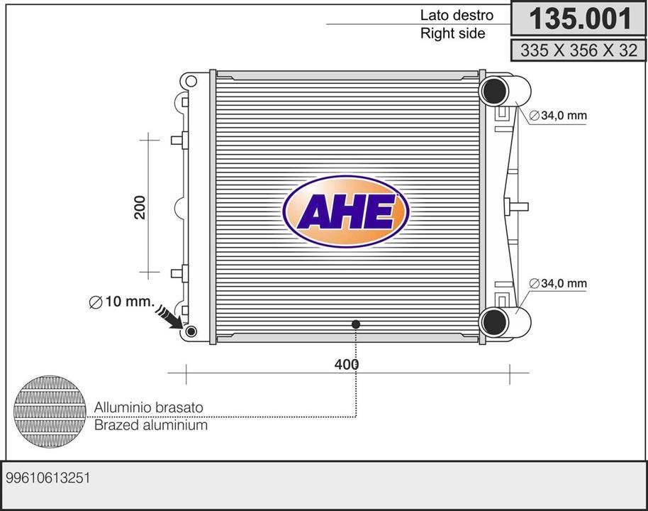 AHE 135.001 Радіатор охолодження двигуна 135001: Приваблива ціна - Купити у Польщі на 2407.PL!