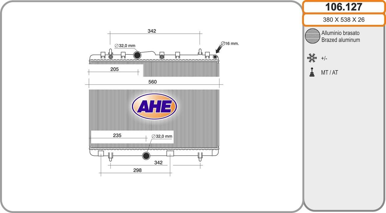 AHE 106.127 Radiator, engine cooling 106127: Buy near me in Poland at 2407.PL - Good price!