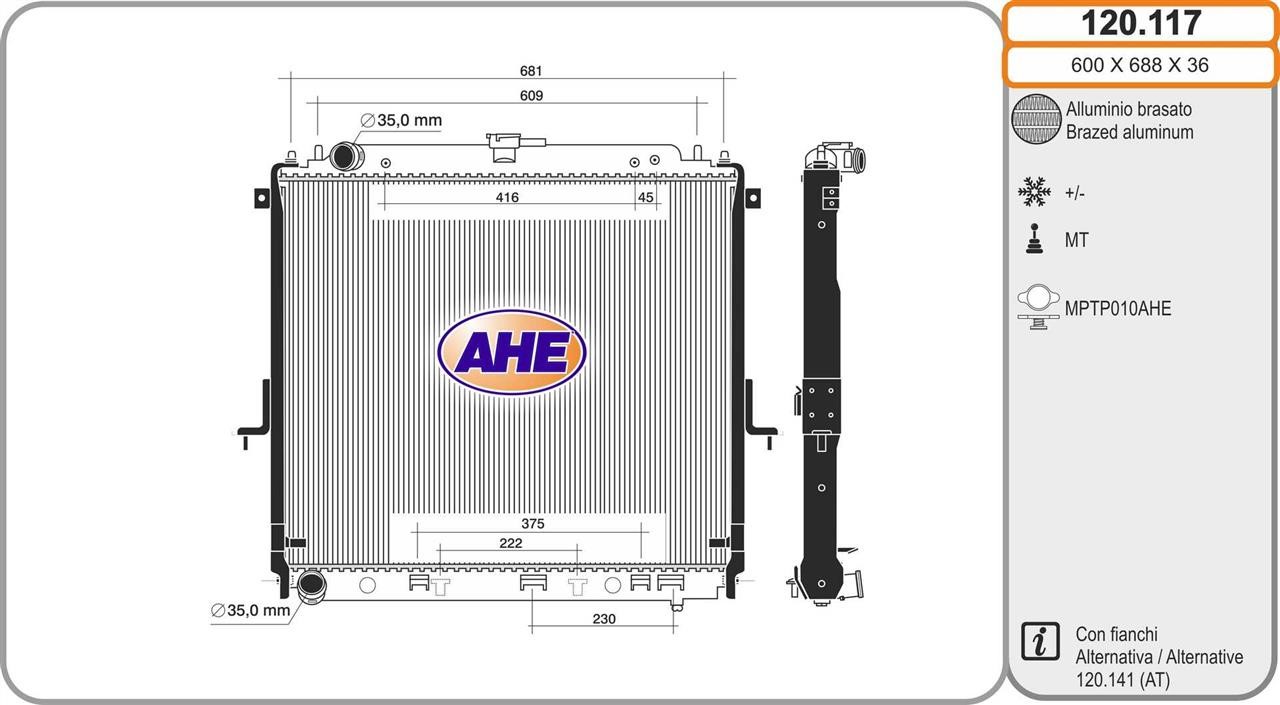 AHE 120.117 Radiator, engine cooling 120117: Buy near me in Poland at 2407.PL - Good price!