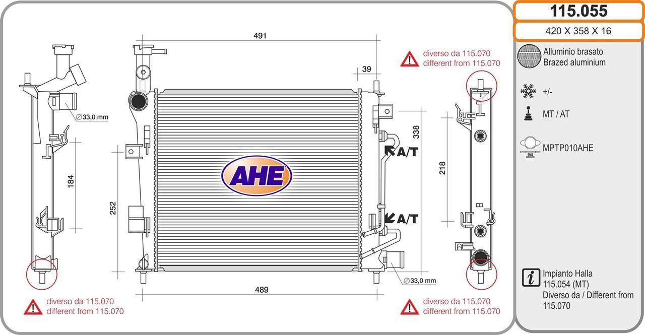 AHE 115.055 Радиатор охлаждения двигателя 115055: Отличная цена - Купить в Польше на 2407.PL!