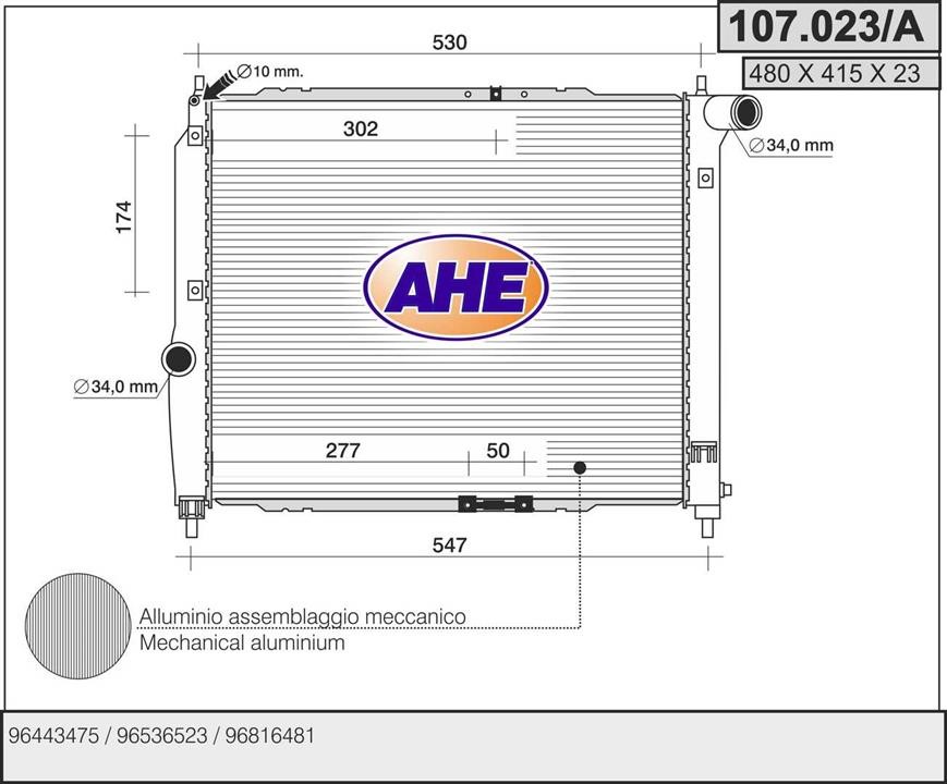 AHE 107.023/A Радиатор охлаждения двигателя 107023A: Купить в Польше - Отличная цена на 2407.PL!