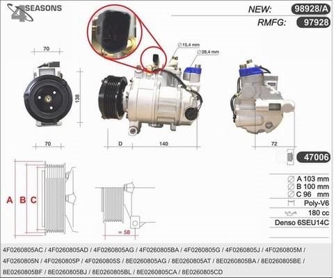 AHE 98928/A Compressor, air conditioning 98928A: Buy near me in Poland at 2407.PL - Good price!