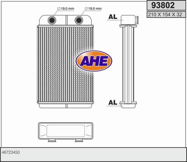 AHE 93802 Heat exchanger, interior heating 93802: Buy near me in Poland at 2407.PL - Good price!