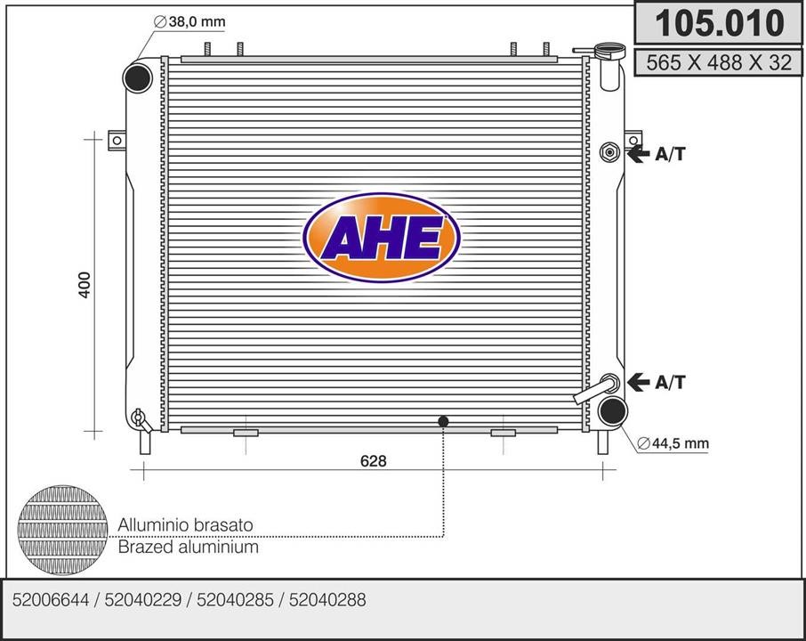 AHE 105.010 Radiator, engine cooling 105010: Buy near me in Poland at 2407.PL - Good price!
