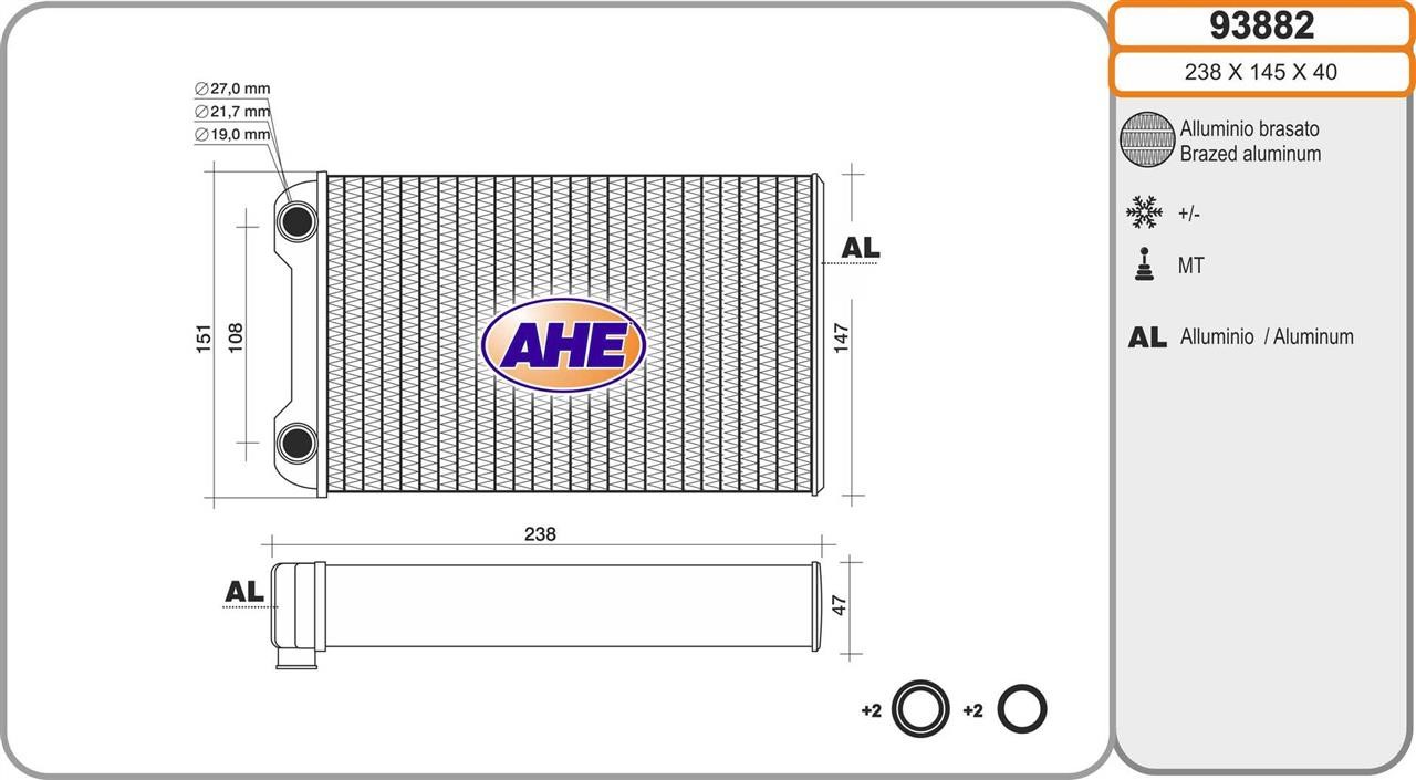 AHE 93882 Heat exchanger, interior heating 93882: Buy near me in Poland at 2407.PL - Good price!