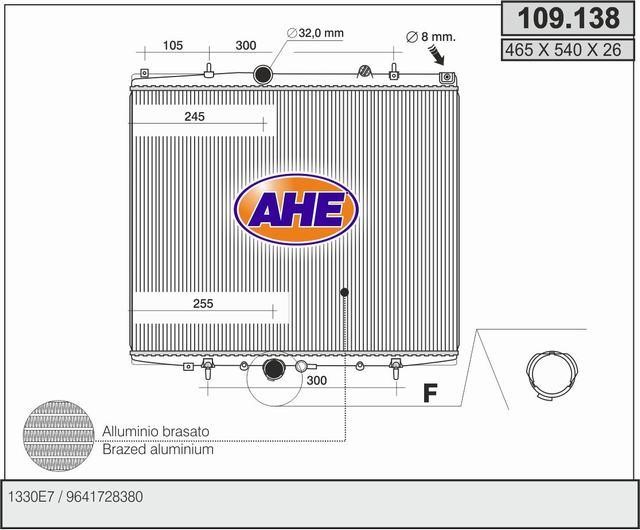 AHE 109.138 Radiator, engine cooling 109138: Buy near me in Poland at 2407.PL - Good price!