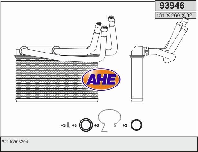 AHE 93946 Heat exchanger, interior heating 93946: Buy near me in Poland at 2407.PL - Good price!