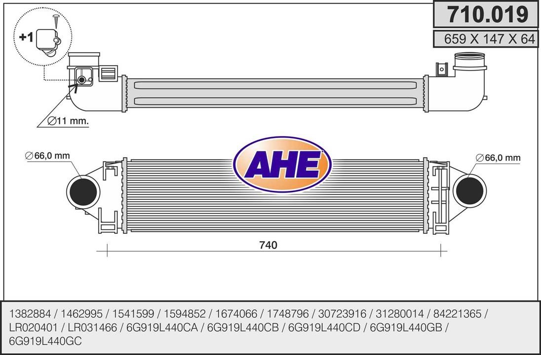 AHE 710.019 Intercooler, charger 710019: Buy near me in Poland at 2407.PL - Good price!
