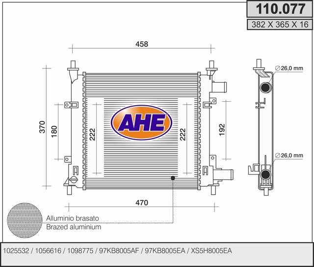 AHE 110.077 Радиатор охлаждения двигателя 110077: Отличная цена - Купить в Польше на 2407.PL!