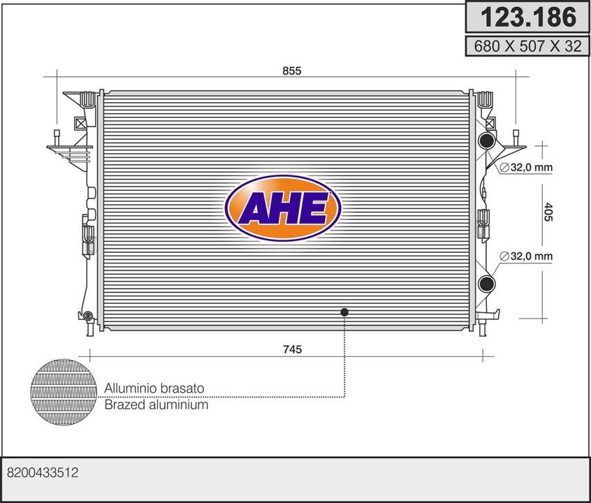 AHE 123.186 Радіатор охолодження двигуна 123186: Приваблива ціна - Купити у Польщі на 2407.PL!