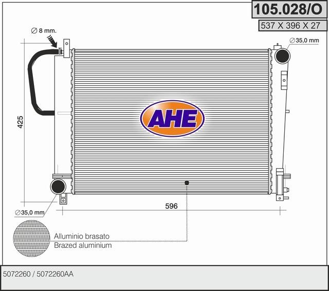 AHE 105.028/O Radiator, engine cooling 105028O: Buy near me in Poland at 2407.PL - Good price!
