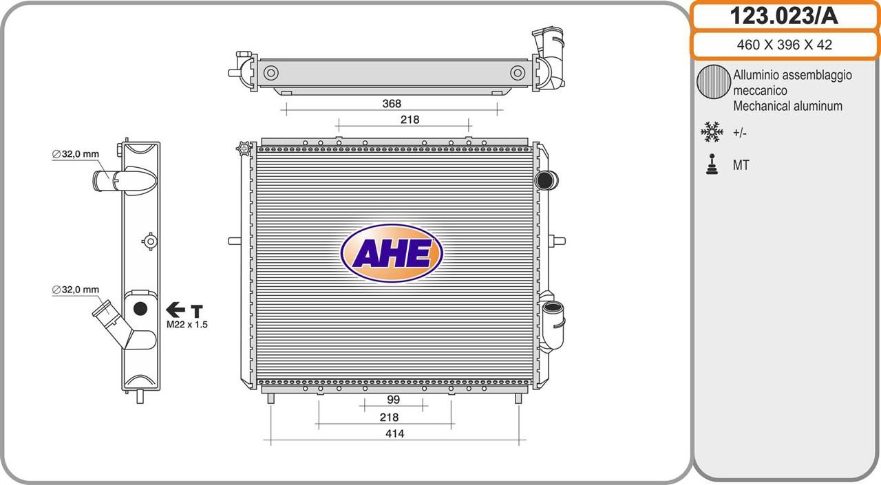 AHE 123.023/A Radiator, engine cooling 123023A: Buy near me in Poland at 2407.PL - Good price!