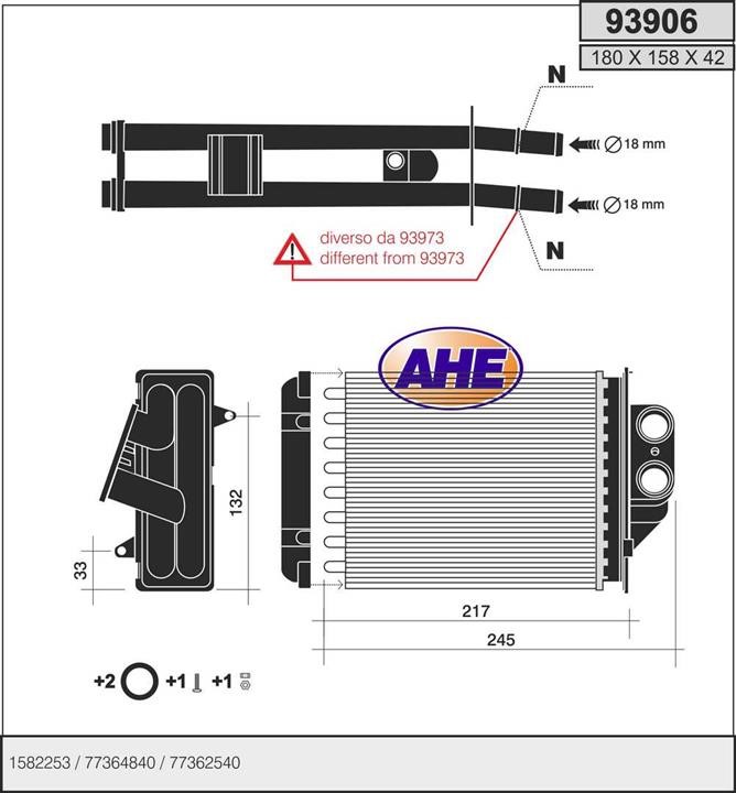 AHE 93906 Heat exchanger, interior heating 93906: Buy near me in Poland at 2407.PL - Good price!