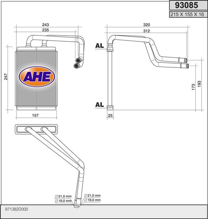 AHE 93085 Heat exchanger, interior heating 93085: Buy near me in Poland at 2407.PL - Good price!