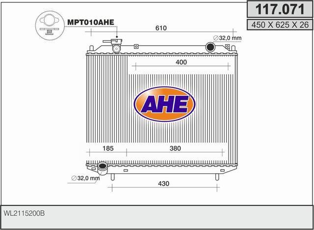 AHE 117.071 Radiator, engine cooling 117071: Buy near me at 2407.PL in Poland at an Affordable price!