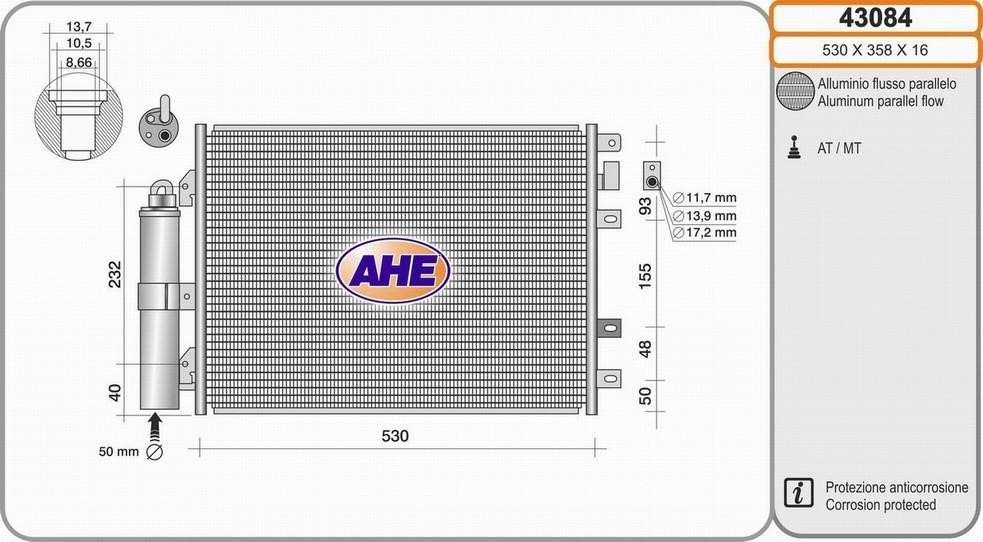AHE 43084 Радиатор кондиционера (Конденсатор) 43084: Отличная цена - Купить в Польше на 2407.PL!