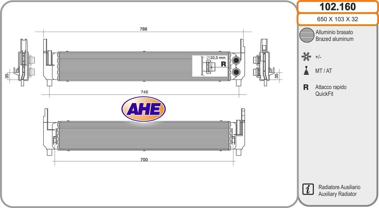 AHE 102160 Radiator, engine cooling 102160: Buy near me in Poland at 2407.PL - Good price!