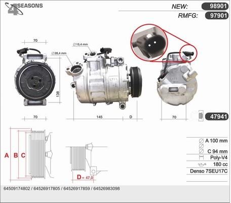 AHE 98901 Compressor, air conditioning 98901: Buy near me in Poland at 2407.PL - Good price!