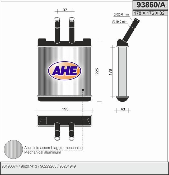 AHE 93860/A Радиатор отопителя салона 93860A: Отличная цена - Купить в Польше на 2407.PL!