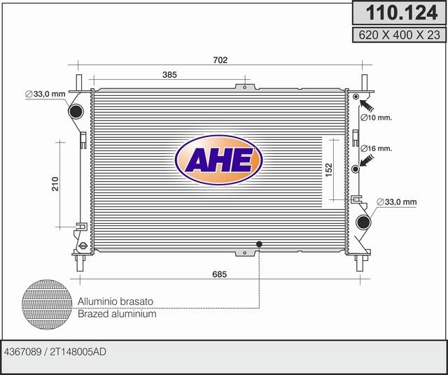 AHE 110.124 Chłodnica, układ chłodzenia silnika 110124: Dobra cena w Polsce na 2407.PL - Kup Teraz!