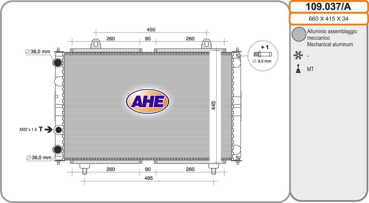 AHE 109.037/A Radiator, engine cooling 109037A: Buy near me in Poland at 2407.PL - Good price!