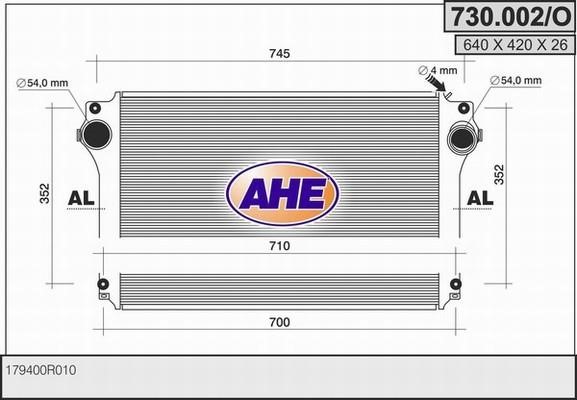 AHE 730.002/O Intercooler, charger 730002O: Buy near me in Poland at 2407.PL - Good price!