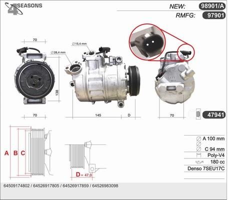 AHE 98901/A Compressor, air conditioning 98901A: Buy near me in Poland at 2407.PL - Good price!